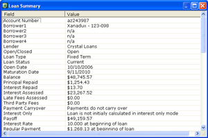 Loan Summary dialog