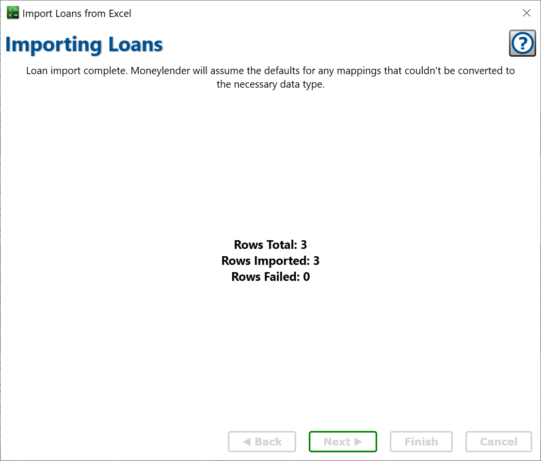 Import completed, showing rows successful and rows failed. screenshot of the page that shows the import is complete