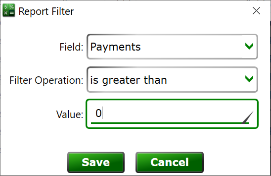 Add a filter to a report to so only rows that match the filter will be displayed.